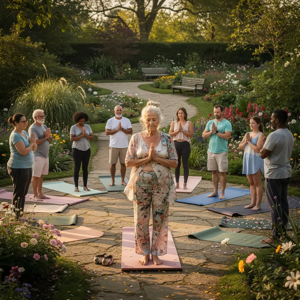 Una mujer practicando una postura de yoga en una playa al amanecer, representando la tranquilidad y la búsqueda de la paz interior.