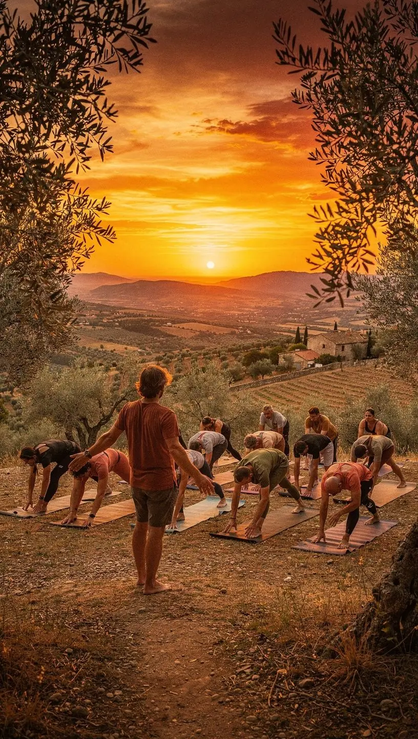 Una mujer practicando una postura de yoga en una playa al amanecer, representando la tranquilidad y la búsqueda de la paz interior.