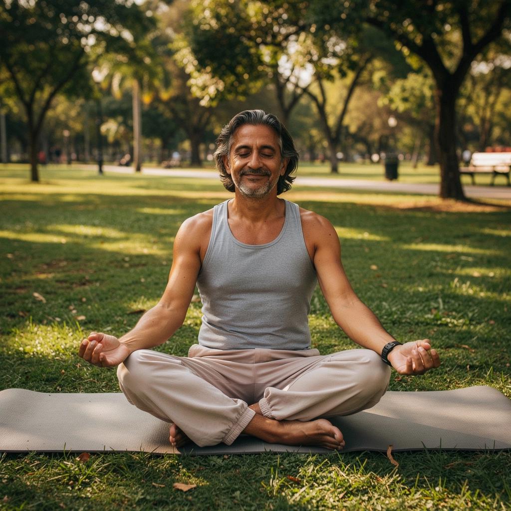 Un instructor de yoga guiando a sus alumnos en una sesión de autodescubrimiento.